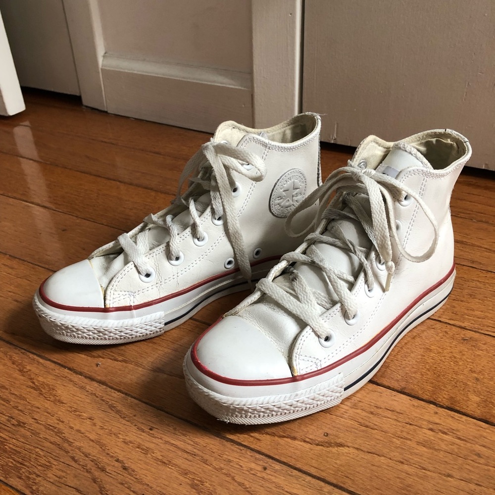 Leather Converse All Stars in White